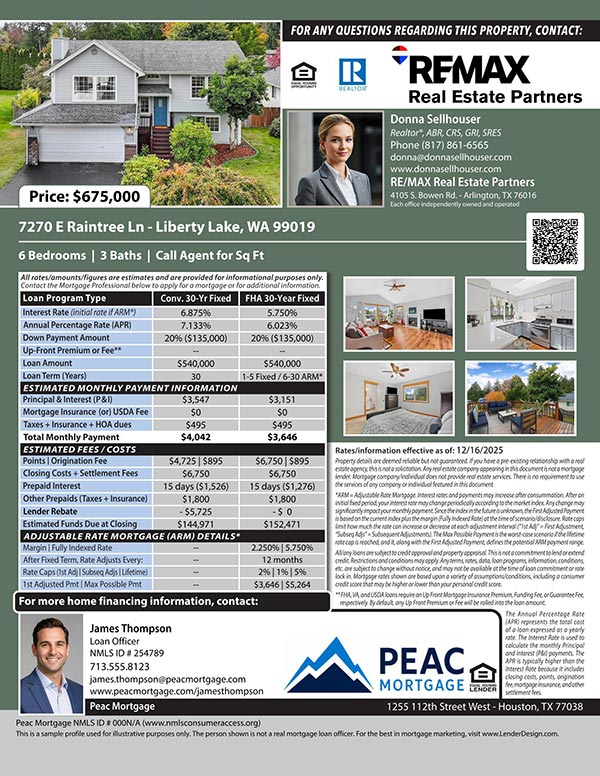Multi-color background mortgage open house financing flyer sample